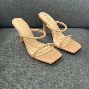NEW Olivia Jaymes Women's Open Toe Camel Strap High Heel Sandal